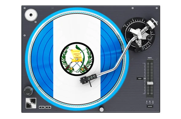 Phonograph Plattenspieler Mit Guatemaltekischer Flagge Darstellung Isoliert Auf Weißem Hintergrund — Stockfoto