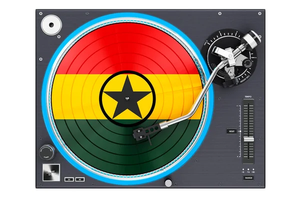 Phonograph Plattenspieler Mit Ghanaischer Flagge Darstellung Isoliert Auf Weißem Hintergrund — Stockfoto