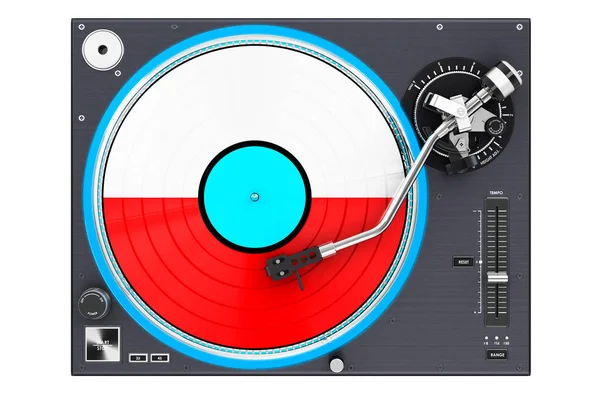 Phonograph Plattenspieler Mit Polnischer Flagge Darstellung Isoliert Auf Weißem Hintergrund — Stockfoto