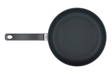 Kızartma tavası, üst manzara. Beyaz arkaplanda 3B görüntüleme izole edildi