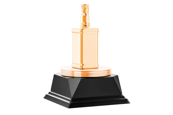 Bouteille Whisky Concept Golden Award Rendu Isolé Sur Fond Blanc — Photo