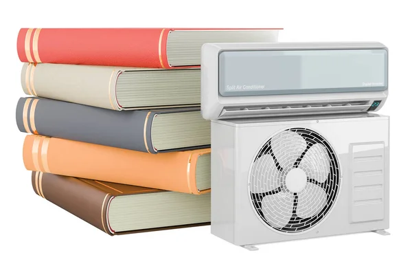 Bücher Mit Klimaanlage Rendering Isoliert Auf Weißem Hintergrund — Stockfoto