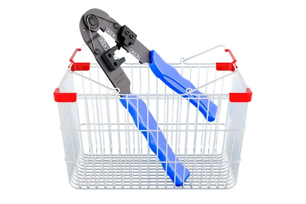 Topal Engelleme Aracı Alışveriş Sepetinin Içinde Boyutlu Görüntüleme Beyaz Arkaplanda — Stok fotoğraf