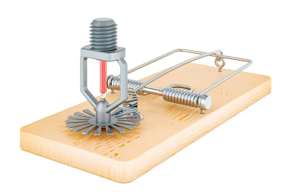 Fire Sprinkler Mousetrap Rendering Isolated White Background — Stock Photo, Image