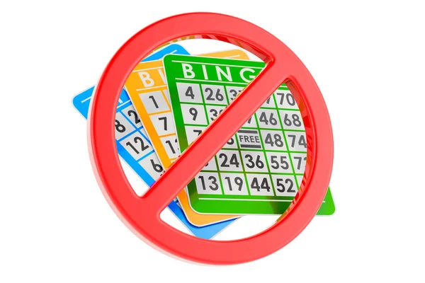 Bingo Kaarten Met Verboden Symbool Weergave Geïsoleerd Witte Achtergrond — Stockfoto