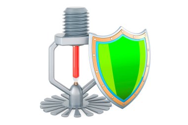 Fıskiyeyi kalkanla ateşleyin. Beyaz arkaplanda 3B görüntüleme izole edildi