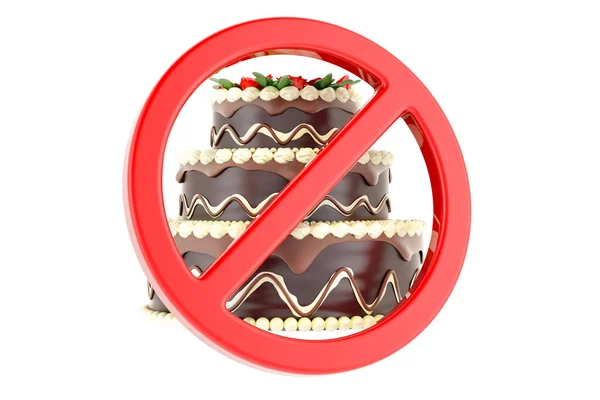 Шоколадний Торт Забороненим Символом Візуалізація Ізольовано Білому Тлі — стокове фото