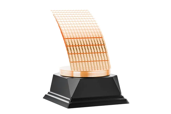 Färg Metall Takpannor Gyllene Utmärkelse Koncept Rendering Isolerad Vit Bakgrund — Stockfoto