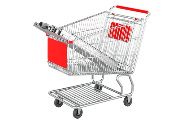 Stack Rolled Metal Products Shopping Cart Renderelés Elszigetelt Fehér Alapon — Stock Fotó