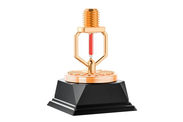 Fuoco Sprinkler Concetto Premio Oro Rendering Isolato Sfondo Bianco — Foto Stock