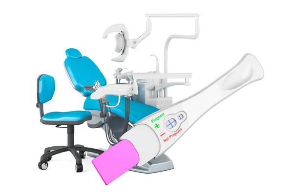 Dental Health Pregnancy Pregnancy Test Positive Dental Chair Rendering Isolated — Stock Photo, Image