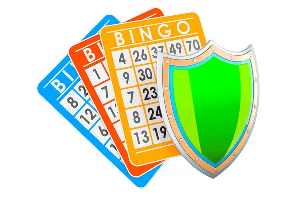 Bingo Kaarten Met Schild Rendering Geïsoleerd Witte Achtergrond — Stockfoto