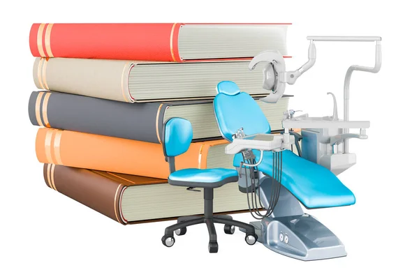 Books Dental Chair Unit Rendering Isolated White Background — Stock Photo, Image