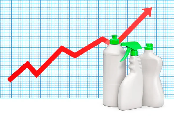 Detergente Productos Limpieza Con Carta Crecimiento Renderizado — Foto de Stock