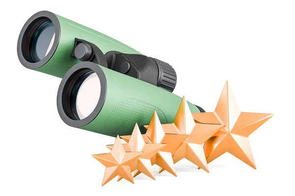 Binocular Militar Con Cinco Estrellas Doradas Valoración Del Cliente Representación — Foto de Stock