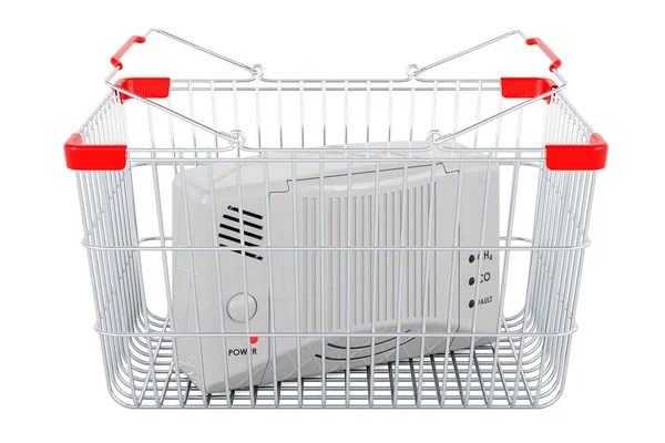 Carbon Monoxide Detector Shopping Basket Rendering Isolated White Background — Stock Photo, Image