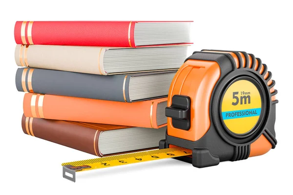 Tape Measure Books Rendering Isolated White Background — Stock Photo, Image
