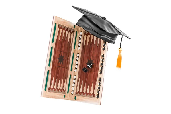 Backgammon Juego Mesa Con Sombrero Educación Representación Aislada Sobre Fondo —  Fotos de Stock
