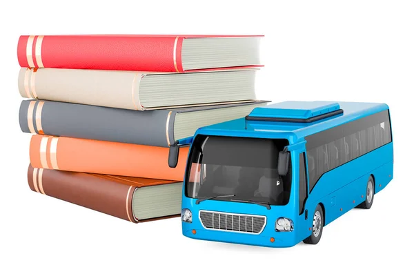 Bus Mit Büchern Darstellung Isoliert Auf Weißem Hintergrund — Stockfoto