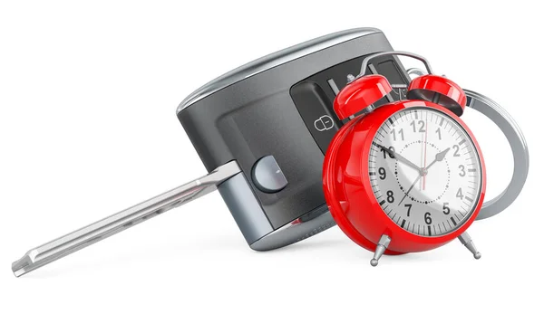 Car Key Alarm Clock Rendering Isolated White Background — Stock Photo, Image