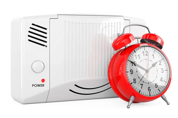 Carbon Monoxide Detector Alarm Clock Rendering Isolated White Background — Stock Photo, Image