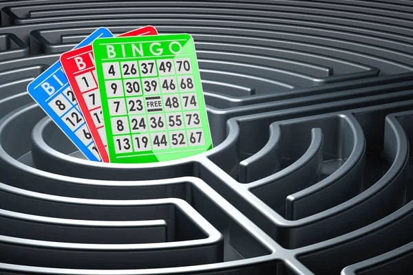Bingó Kártyák Labirintusban Labirintusban Renderelés — Stock Fotó