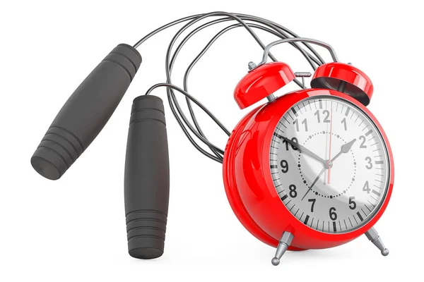 Skipping Rope Jump Rope Alarm Clock Rendering Isolated White Background — Stock Photo, Image