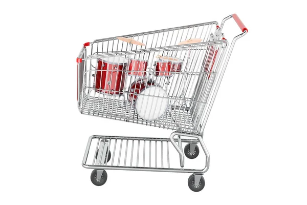 Drum Kit Shopping Cart Rendering Isolated White Fone — стоковое фото