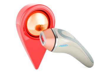 Harita işaretleyicili lazer tüy temizleme, beyaz arkaplanda 3 boyutlu görüntüleme