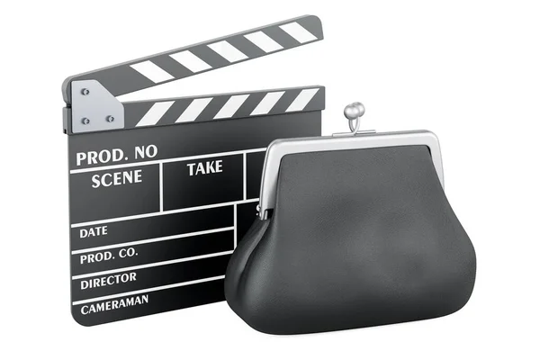 Clapperboard Coin Purse Rendering Isolated White Background — Stock Photo, Image