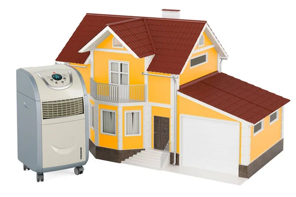 Tragbare Klimaanlage Mit Home Rendering Isoliert Auf Weißem Hintergrund — Stockfoto