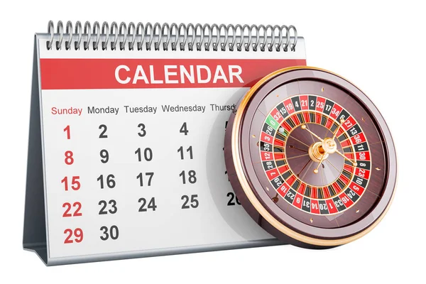 Casino Roulette Desk Calendar Rendering Isolated White Background — Stock Photo, Image