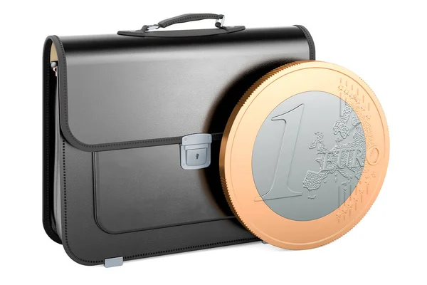 Aktenkoffer Mit Euromünze Rendering Isoliert Auf Weißem Hintergrund — Stockfoto