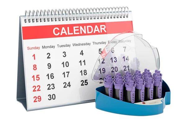 Lockenwickler Mit Schreibtischkalender Rendering Isoliert Auf Weißem Hintergrund — Stockfoto