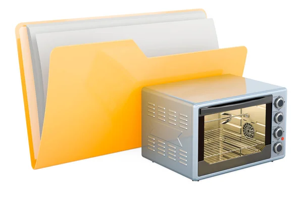 Yellow Computer Folder Icon Convection Toaster Oven Rendering Isolated White — Stock Photo, Image
