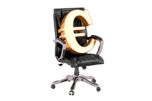 Chaise Bureau Avec Symbole Euro Concept Entreprise Rendu Isolé Sur — Photo