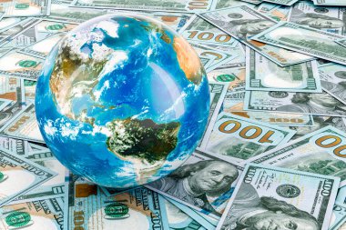 Dolar arkaplanındaki Dünya Küresi, 3 boyutlu yorumlama