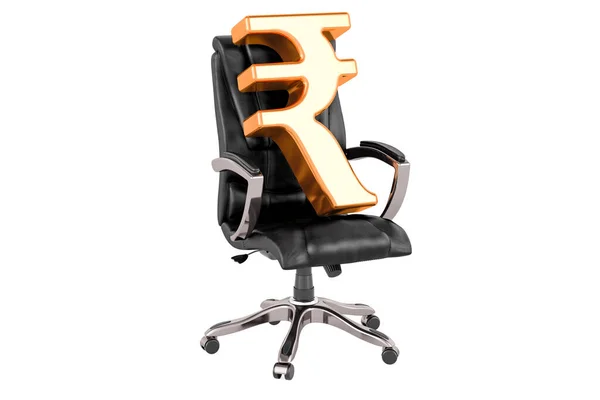 Office Chair Rupee Symbol Business Concept Rendering Isolated White Background — Stock Photo, Image
