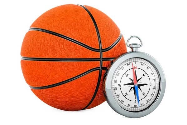 Basketball Ball Compass Rendering Isolated White Background — Stock Photo, Image