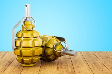 Tahta masada el bombası, 3 boyutlu.