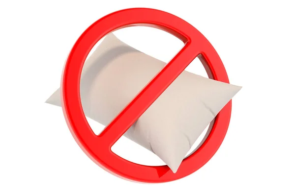 Weißes Kissen Mit Verbotenem Symbol Darstellung Isoliert Auf Weißem Hintergrund — Stockfoto