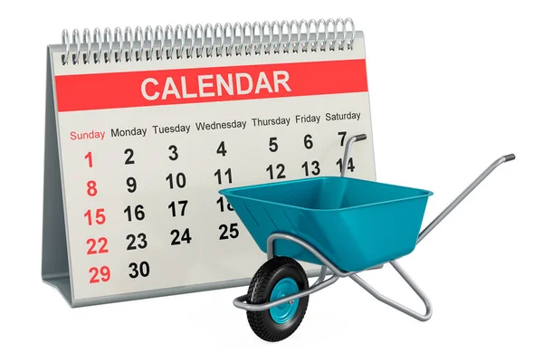 Garden Wheelbarrow Desk Calendar Rendering Isolated White Background — Stock Photo, Image