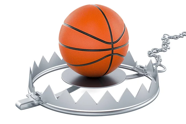 Basketball Ball Bear Trap Rendering Isolated White Background — Stock Photo, Image