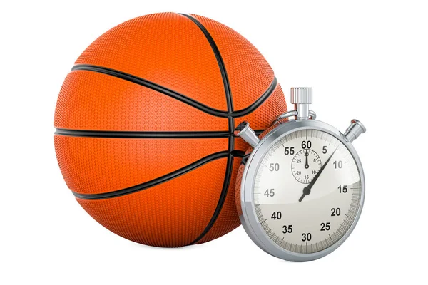 Basketball Ball Stopwatch Rendering Isolated White Background — Stock Photo, Image