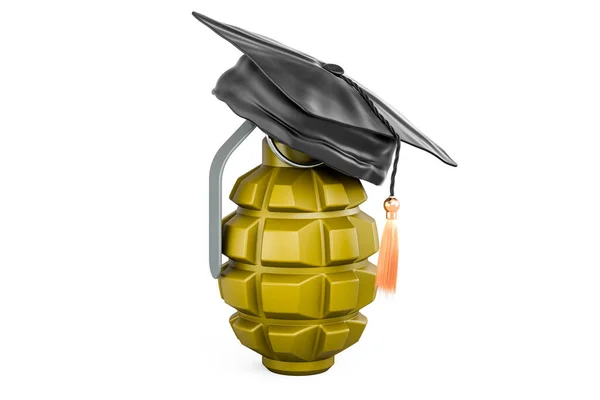 Hand Grenade Education Hat Rendering Isolated White Background — Stock Photo, Image