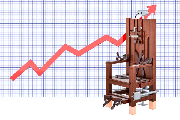 Electric chair with growing chart, 3D rendering