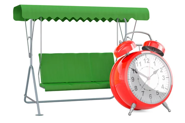 Garden Swing Canopy Alarm Clock Rendering Isolated White Background — Stock Photo, Image