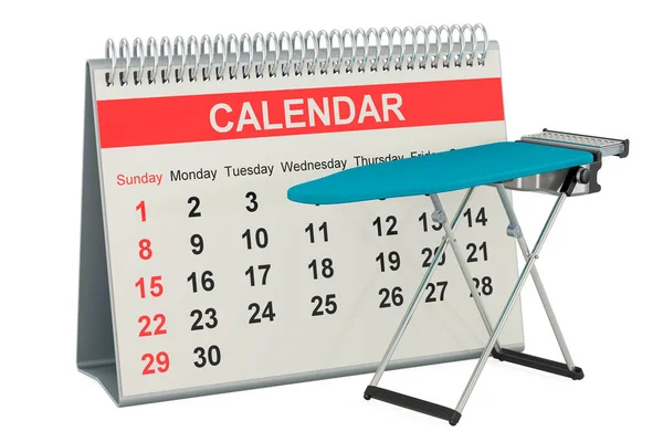 Ironing Board Desk Calendar Rendering Isolated White Background — Stock Photo, Image