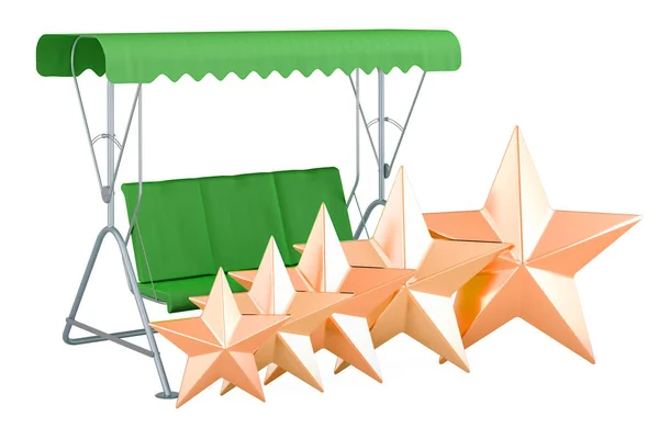 Garden Swing Canopy Five Golden Stars Rendering Isolated White Background — Stock Photo, Image