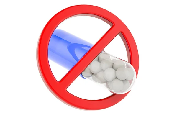 Medicament Capsule Forbidden Symbol Rendering Isolated White Background — Foto Stock